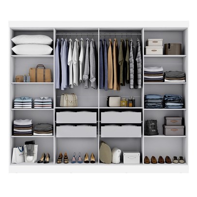Guarda-Roupa Casal German 8 Portas 4 Gavetas com Espelho Branco - Maxel