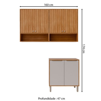 Lavanderia Completa Helena 6 Portas Ripado Cinamomo/Off White - Pnr Móveis