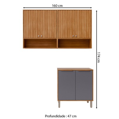 Lavanderia Completa Helena 6 Portas Ripado Cinamomo/Titanium - Pnr Móveis