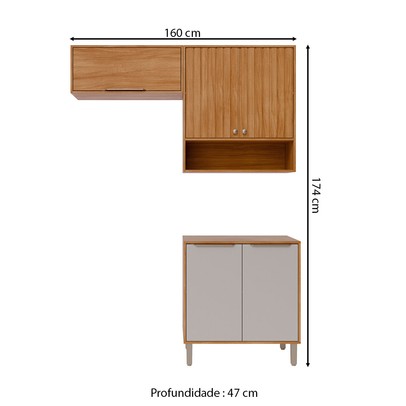 Lavanderia Completa Helena 5 Portas Ripado Cinamomo/Off White - Pnr Moveis