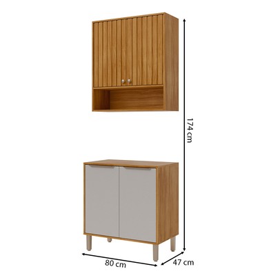 Cantinho do Churrasco Helena 4 Portas Ripado Cinamomo/Off White - Pnr Móveis