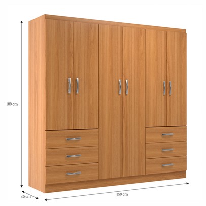 Guarda-Roupa Casal New Encante 6 Portas 6 Gavetas Cinamomo - Evidencia Móveis
