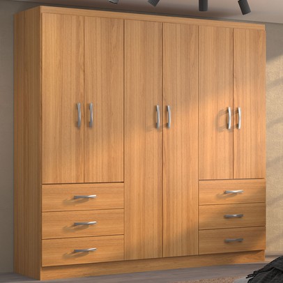 Guarda-Roupa Casal New Encante 6 Portas 6 Gavetas Cinamomo - Evidencia Móveis