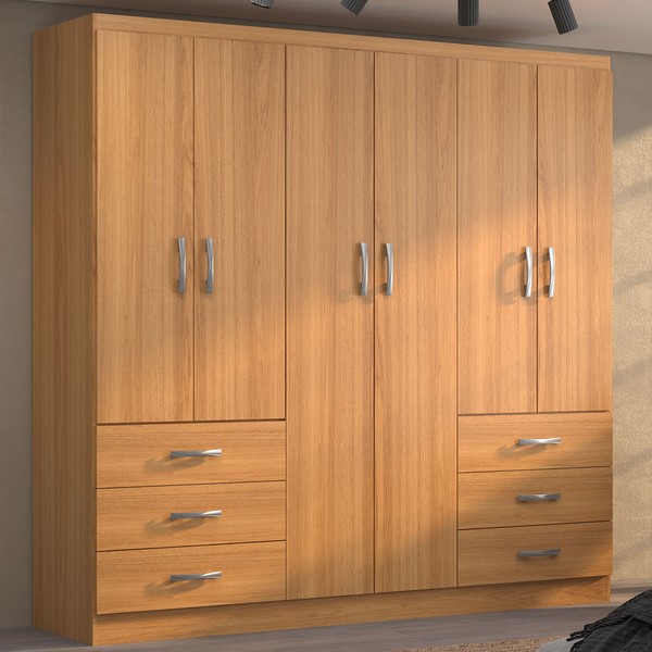 Guarda-Roupa Casal New Encante 6 Portas 6 Gavetas Cinamomo - Evidencia Móveis