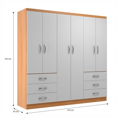Guarda-Roupa Casal New Encante 6 Portas 6 Gavetas Cinamomo/Branco - Evidencia Móveis