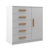 Cômoda New Monaco 1 Porta 5 Gavetas Branco - Evidencia Móveis