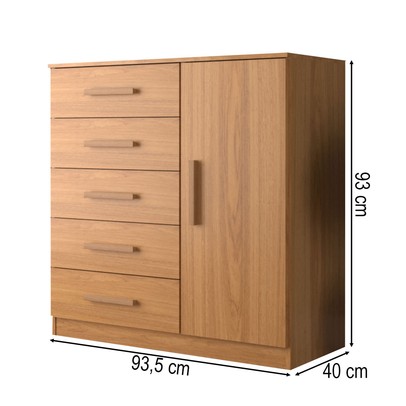 Cômoda New Monaco 1 Porta 5 Gavetas Cinamomo - Evidencia Móveis