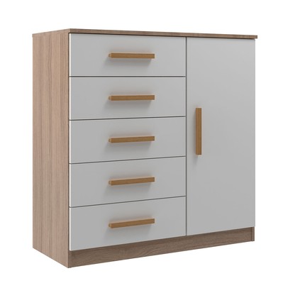 Cômoda New Monaco 1 Porta 5 Gavetas Demolição/Branco - Evidencia Móveis