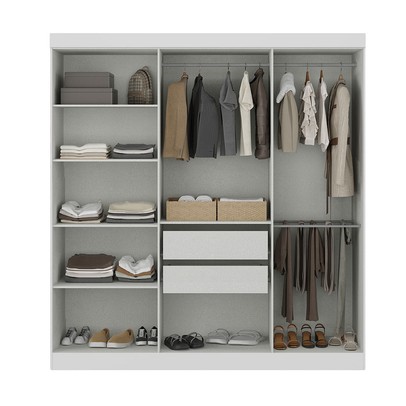 Guarda-Roupa Casal German 6 Portas 2 Gavetas com Espelho Branco - Maxel