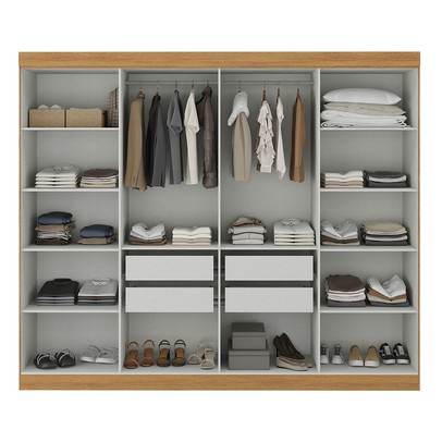 Guarda-Roupa Casal German 8 Portas 4 Gavetas com Espelho Cinamomo/Off White - Maxel