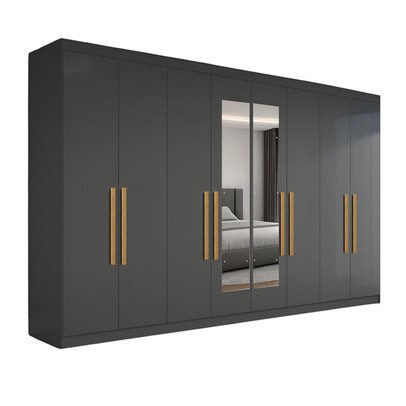 Guarda-Roupa Casal German 8 Portas 4 Gavetas com Espelho Onix - Maxel