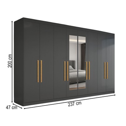 Guarda-Roupa Casal German 8 Portas 4 Gavetas com Espelho Onix - Maxel