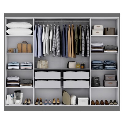 Guarda-Roupa Casal German 8 Portas 4 Gavetas com Espelho Onix - Maxel
