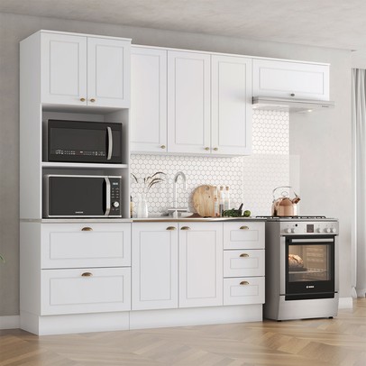 Cozinha Completa 4 Peças com Torre Quente Americana Branco Hp 100% Mdf