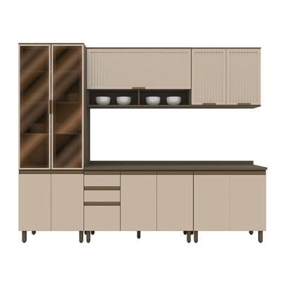 Cozinha Completa Connect 11 Portas 2 Gavetas 100% Mdf Ce899-35 Duna/Cristal - Henn