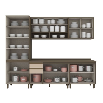 Cozinha Completa Connect 11 Portas 2 Gavetas 100% Mdf Ce899-35 Duna/Cristal - Henn