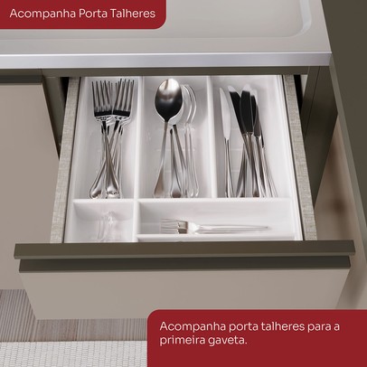 Cozinha Completa Connect 11 Portas 2 Gavetas 100% Mdf Ce899-35 Duna/Cristal - Henn