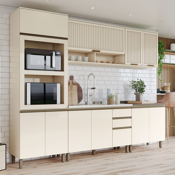 Cozinha Completa Connect 11 Portas 2 Gavetas 100% Mdf Off White - Henn
