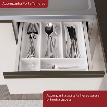 Cozinha Completa Connect 11 Portas 2 Gavetas 100% Mdf Off White - Henn