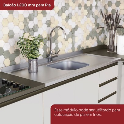 Cozinha Completa Connect 19 Portas 2 Gavetas com Vidro 100% Mdf Off White - Henn