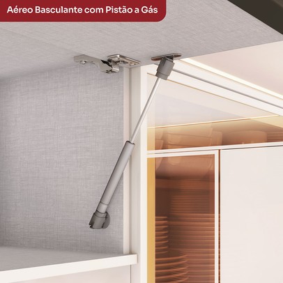 Cozinha Completa Connect 19 Portas 2 Gavetas com Vidro 100% Mdf Off White - Henn