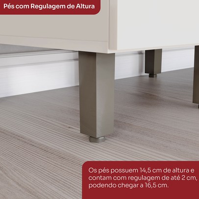 Cozinha Completa Connect 19 Portas 2 Gavetas com Vidro 100% Mdf Off White - Henn
