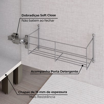 Cozinha Completa Connect 19 Portas 2 Gavetas com Vidro 100% Mdf Off White - Henn