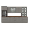Cozinha Completa Americana 13 Portas 7 Gavetas com Vidro 100% Mdf  Cinza/Nature - Henn