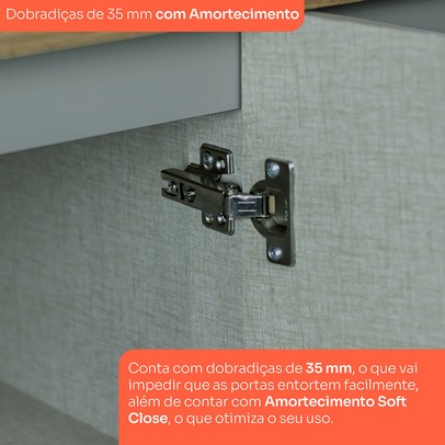 Cozinha Completa Americana 13 Portas 7 Gavetas com Vidro 100% Mdf  Cinza/Nature - Henn
