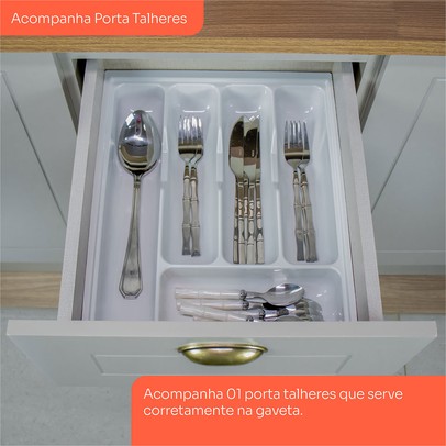 Cozinha Completa Americana 13 Portas 7 Gavetas com Vidro 100% Mdf  Cinza/Nature - Henn