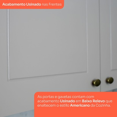 Cozinha Completa Americana 14 Portas 7 Gavetas com Vidro 100% Mdf Cinza/Nature - Henn