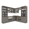 Cozinha Completa Americana 14 Portas 7 Gavetas com Vidro 100% Mdf Cinza/Nature - Henn