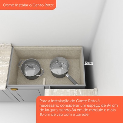 Cozinha Completa Americana 18 Portas 7 Gavetas com Vidro 100% Mdf Cinza/Nature - Henn