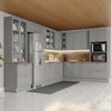 Cozinha Completa Americana 18 Portas 7 Gavetas com Vidro 100% Mdf Cinza/Nature - Henn