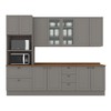 Cozinha Completa Americana 11 Portas 5 Gavetas com Vidro 100% Mdf Cinza/Nature - Henn