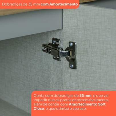 Cozinha Completa Americana 11 Portas 5 Gavetas com Vidro 100% Mdf Cinza/Nature - Henn