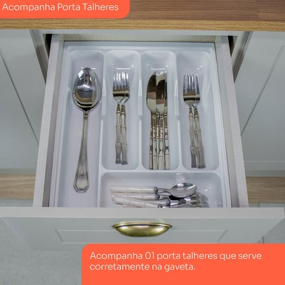 Cozinha Completa Americana 11 Portas 5 Gavetas com Vidro 100% Mdf Cinza/Nature - Henn