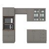 Cozinha Completa Americana 8 Portas 5 Gavetas com Vidro 100% Mdfcinza/Nature - Henn