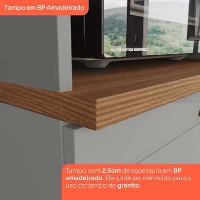 Cozinha Completa Americana 8 Portas 5 Gavetas com Vidro 100% Mdfcinza/Nature - Henn