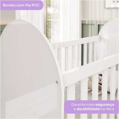 Quarto de Bebê Completo Magia 3 Portas 5 Gavetas Ie165-190 Branco/Jequitibá - Henn