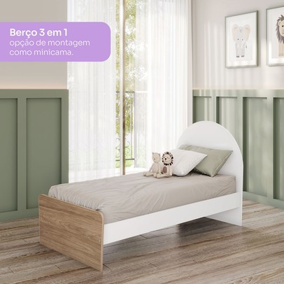 Quarto de Bebê Completo Magia 3 Portas 5 Gavetas Ie165-190 Branco/Jequitibá - Henn
