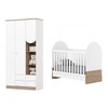 Quarto de Bebê Completo Magia 3 Portas 2 Gavetas Branco/Jequitibá - Henn