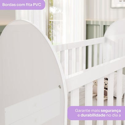 Quarto de Bebê Completo Magia 3 Portas 2 Gavetas Branco/Jequitibá - Henn