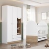 Quarto de Bebê Completo Magia 3 Portas 2 Gavetas Branco/Jequitibá - Henn