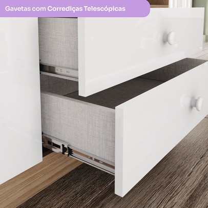 Quarto de Bebê Completo Magia 3 Portas 5 Gavetas Branco/Jequitibá - Henn