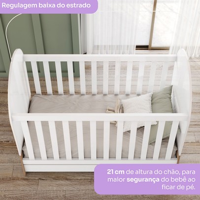 Quarto de Bebê Completo Magia 3 Gavetas Branco/Jequitibá  - Henn