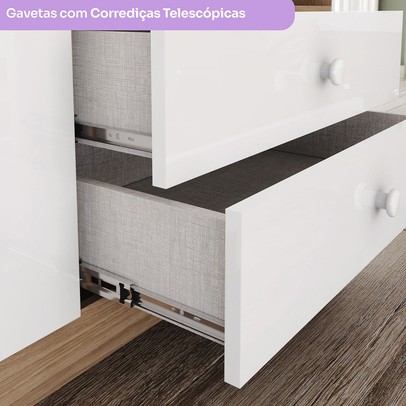 Quarto de Bebê Completo Magia 3 Gavetas Branco/Jequitibá  - Henn