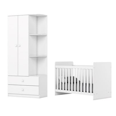 Quarto de Bebê Completo Labirinto 2 Portas 2 Gavetas Branco - Henn