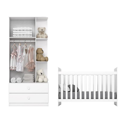 Quarto de Bebê Completo Labirinto 2 Portas 2 Gavetas Branco - Henn