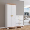 Cômoda Roupeiro Ingleses 2 Portas 4 Gavetas Branco/Camarim - Panorama Móveis